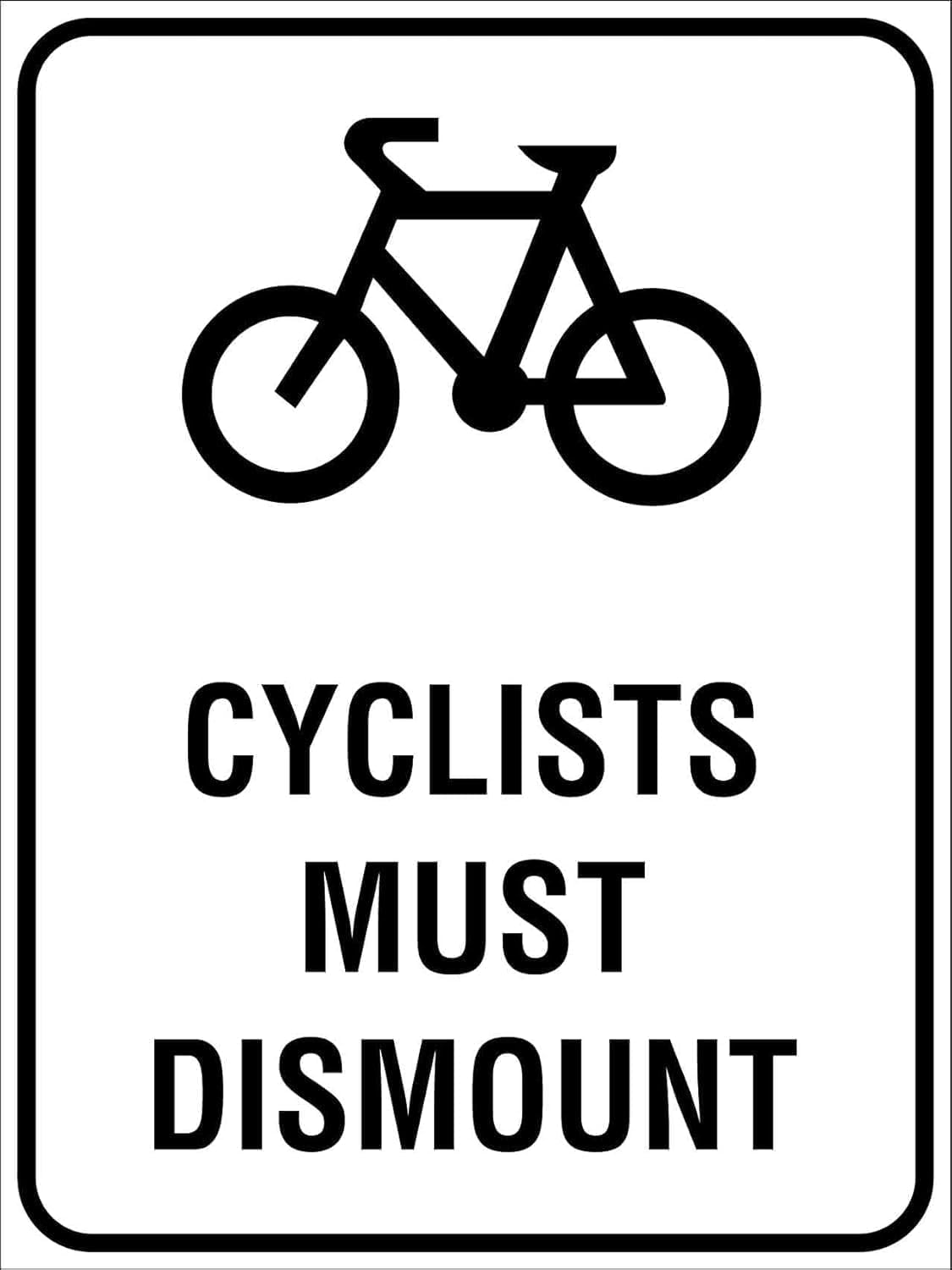 Bicycle Path Cyclist Dismandatory Safety Sign, High Visibility Metal Marker, Public Trail Sidewalk Traffic Regulation Notice, 8x12 Inch