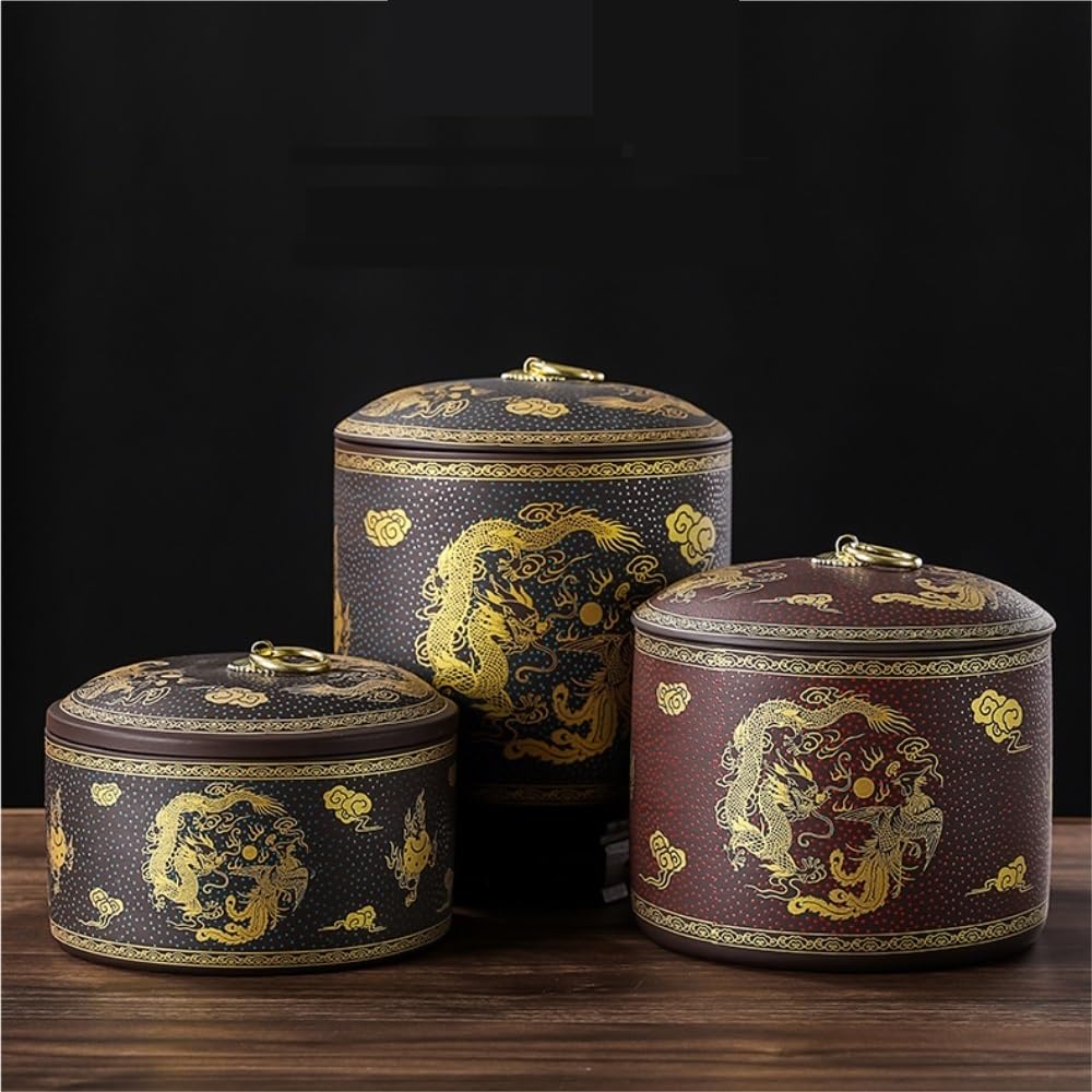 Organizer do torebek herbaty Pojemnik do przechowywania herbaty fioletowy piasek luzem herbata słoik do przechowywania gospodarstwa domowego ceramiczny duży, średni i mały słoik chiński retro