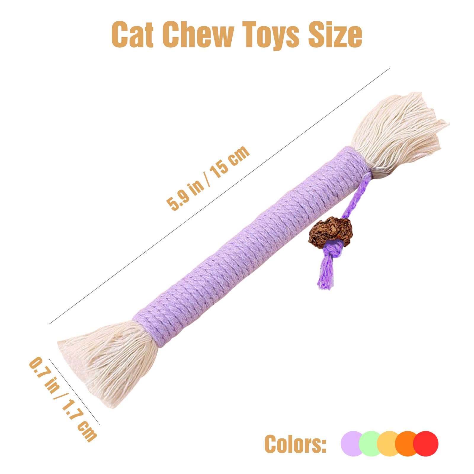 5 juguetes masticables para gatos, juguetes de dentición para gatos de 5.9 pulgadas, juguetes de hierba gatera para gatos, juguetes de limpieza de dientes para gatos de interior, juguete