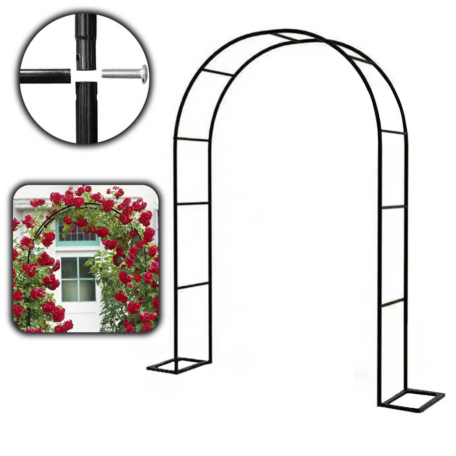 Arche de mariage en métal noir avec support en treillis et pergola pour plante grimpante