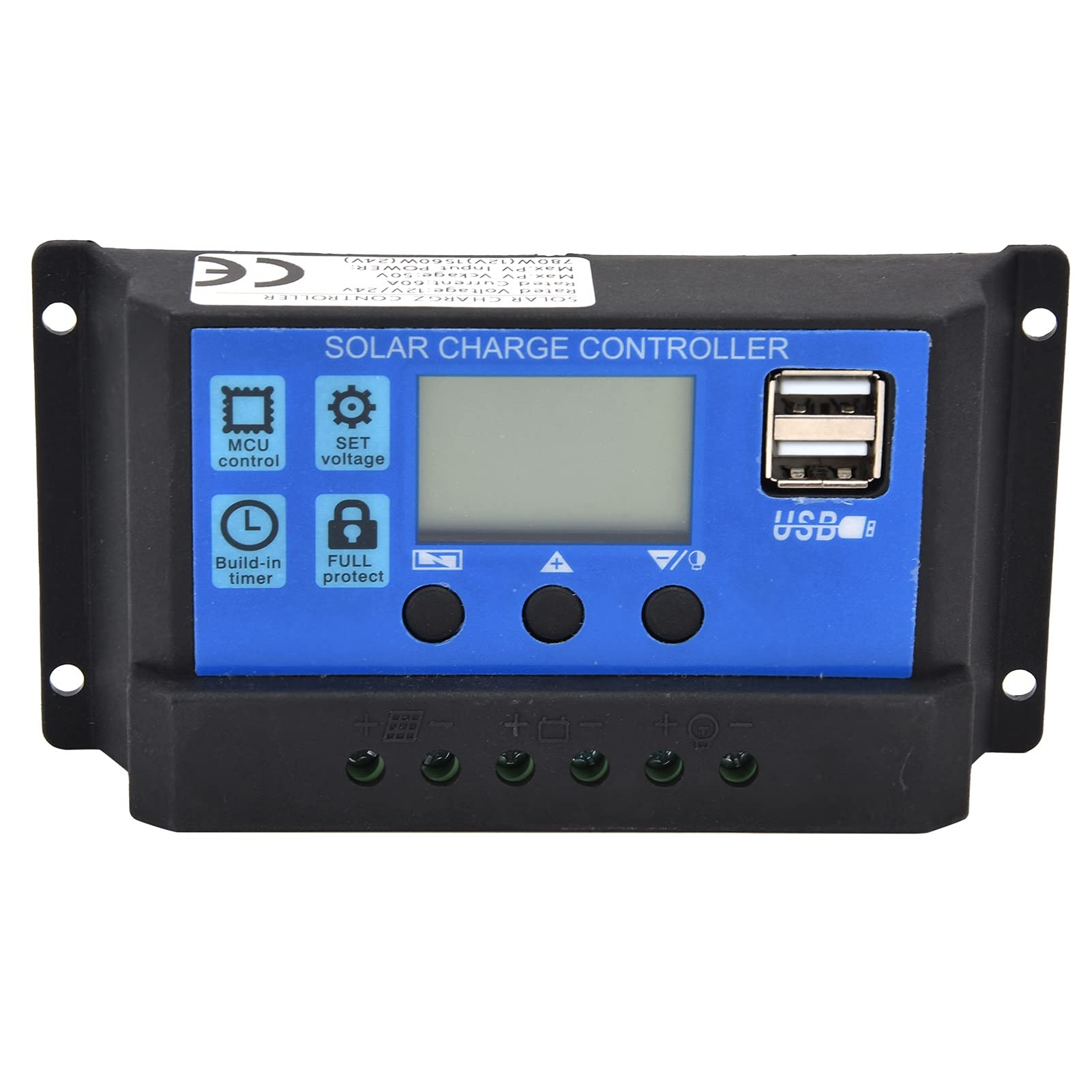 YWBL-WH Kit de Panel Solar de 2x10W, Módulo Fotovoltaico Monocristalino con Dos Puertos USB y Controlador de 30A para Carga de Emergencia de RV, Camping