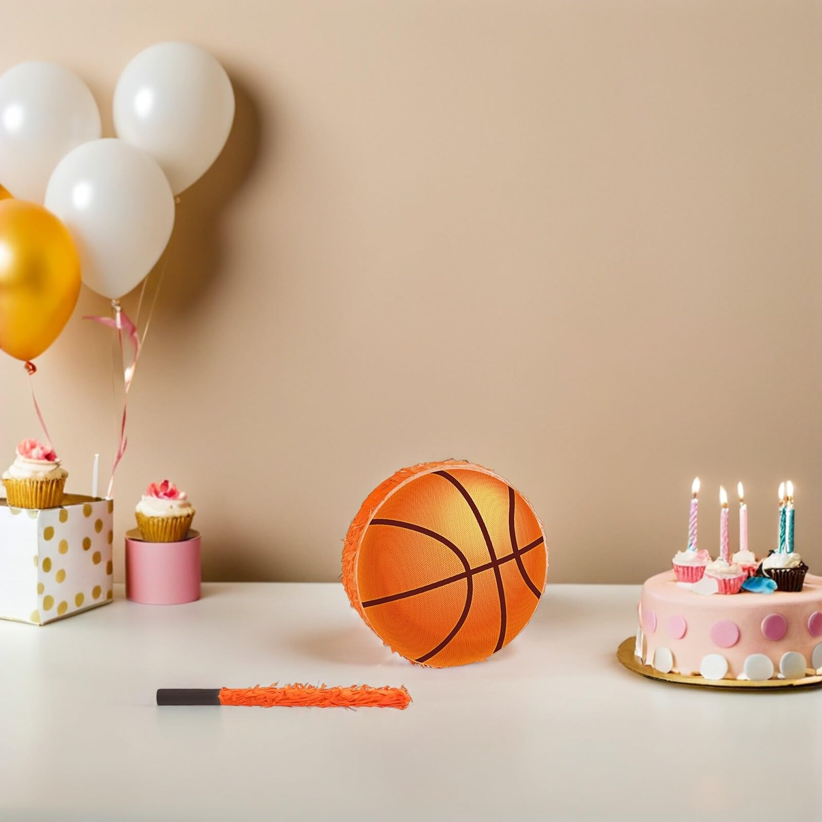 Toyvian Piñata De Baloncesto Para Fiestas De Cumpleaños Decoraciones Deportivas De Fiesta Con Bate y Confeti De Baloncesto