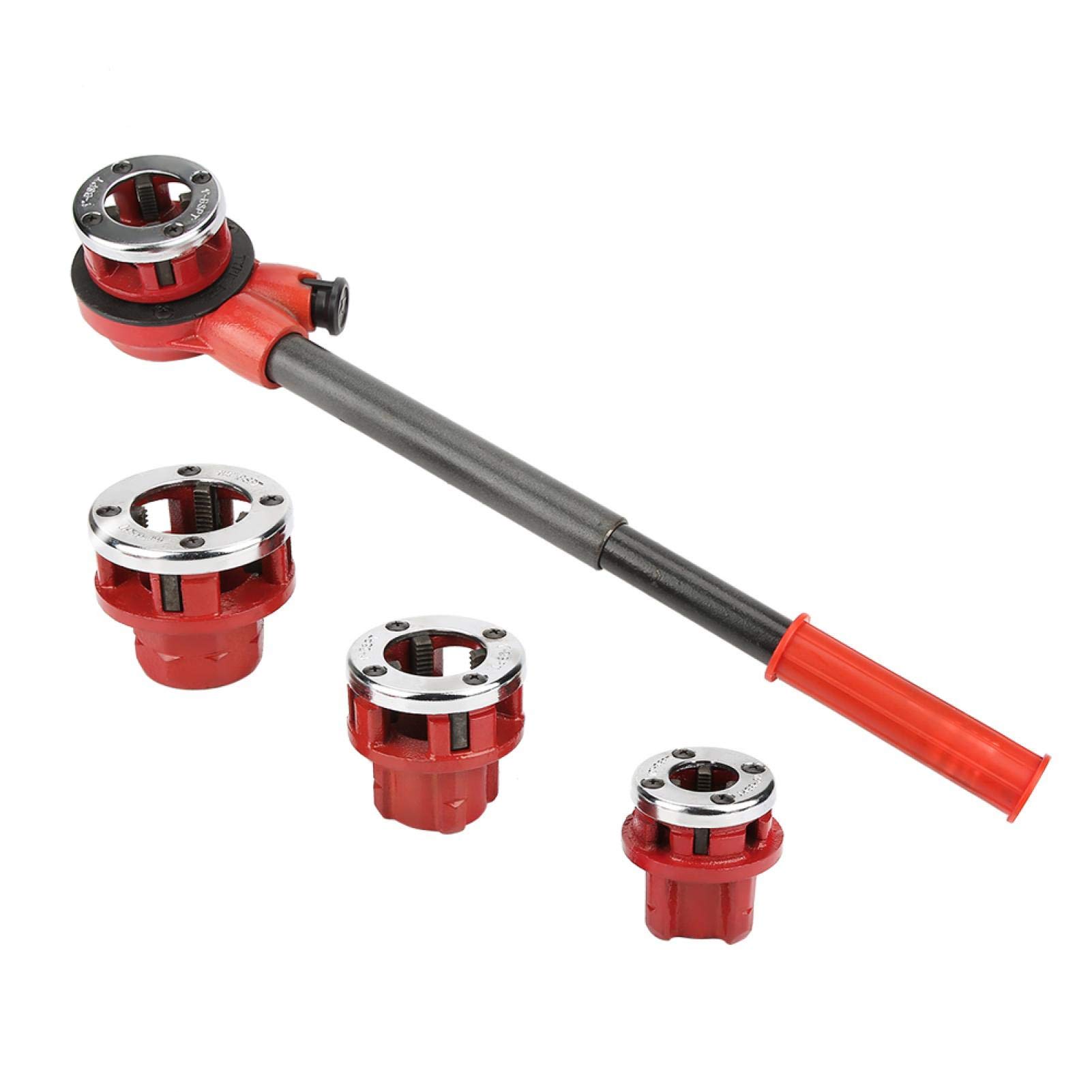 Juego de machos y terrajas, kit manual de roscado de tuberías para fontanería de 1/2", 3/4", 1" y 1-1/4", herramienta de roscado manual, juego de corte y conformado con estuche de transporte (62B, c