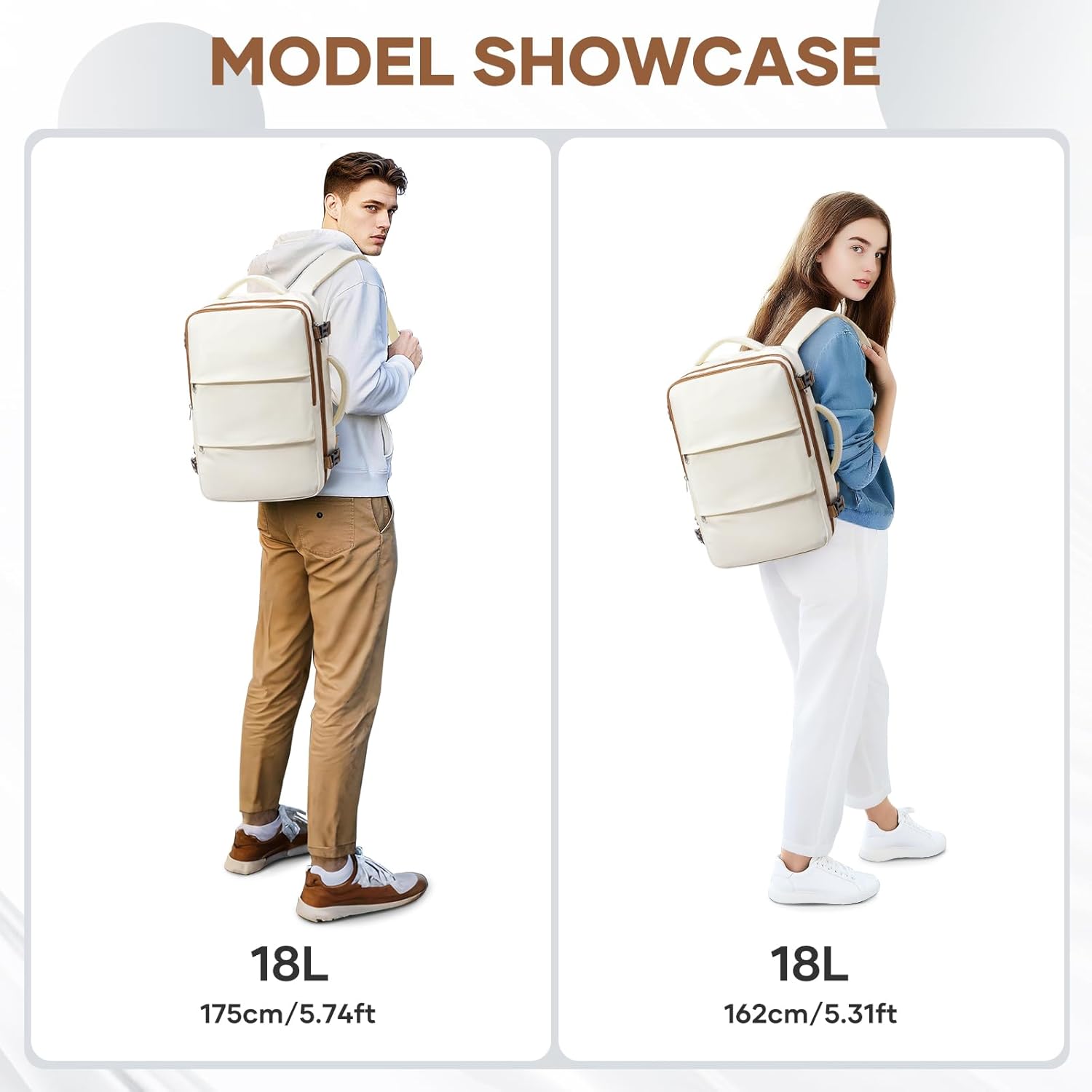 Travel Backpack For Women Men Carry on Backpack Luggage Flight Approved Personal item Travel Bag Essentials Mochila de viaje Laptop College Backpack Beige Brown - Image 8