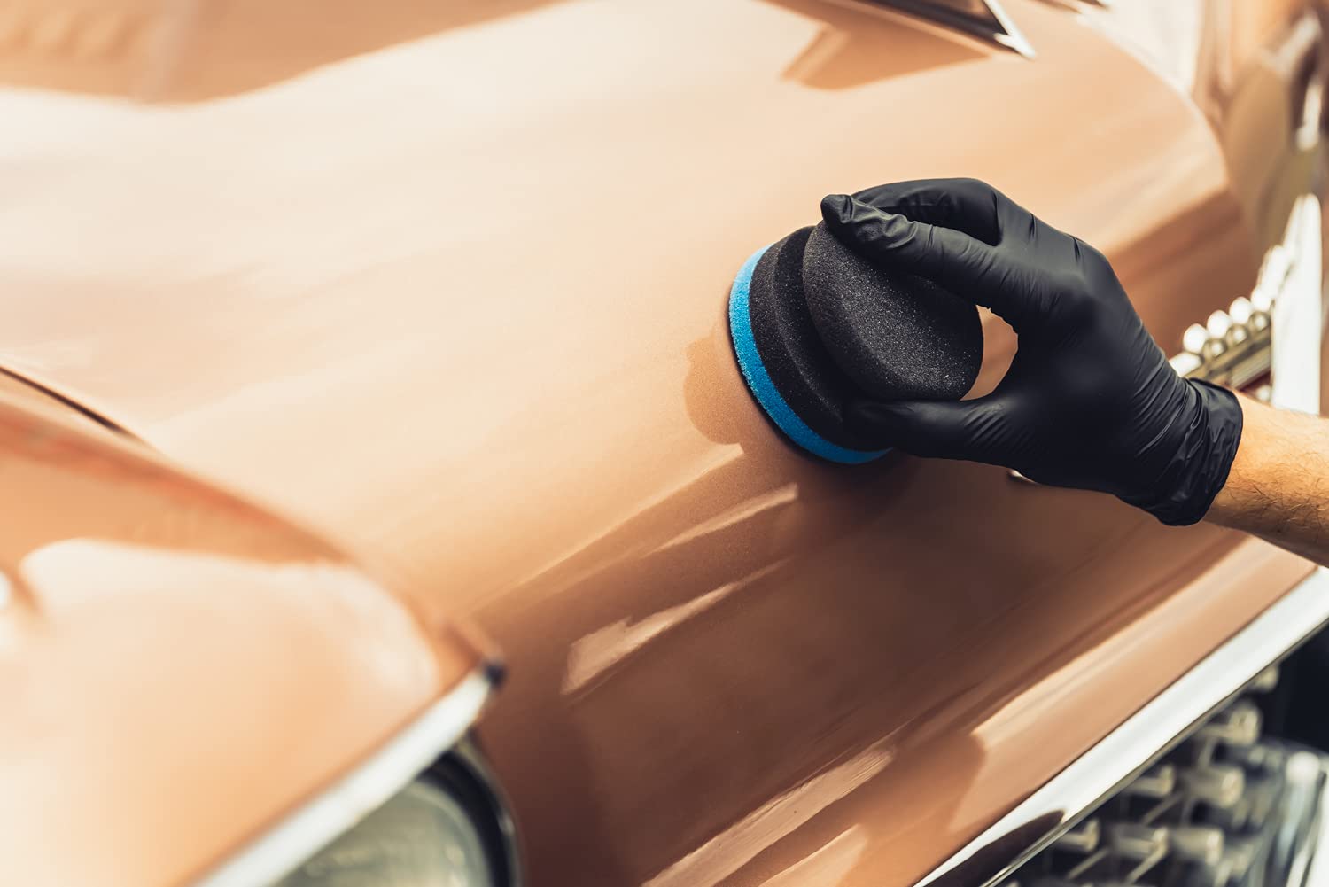 detailmate Meguiars - Kit de cuidado para el coche, cera líquida híbrida de cerámica de 473 ml, gamuza de microfibra azul 550 GSM + esponja de aplicación de cera, sellado para el cuidado del vehículo