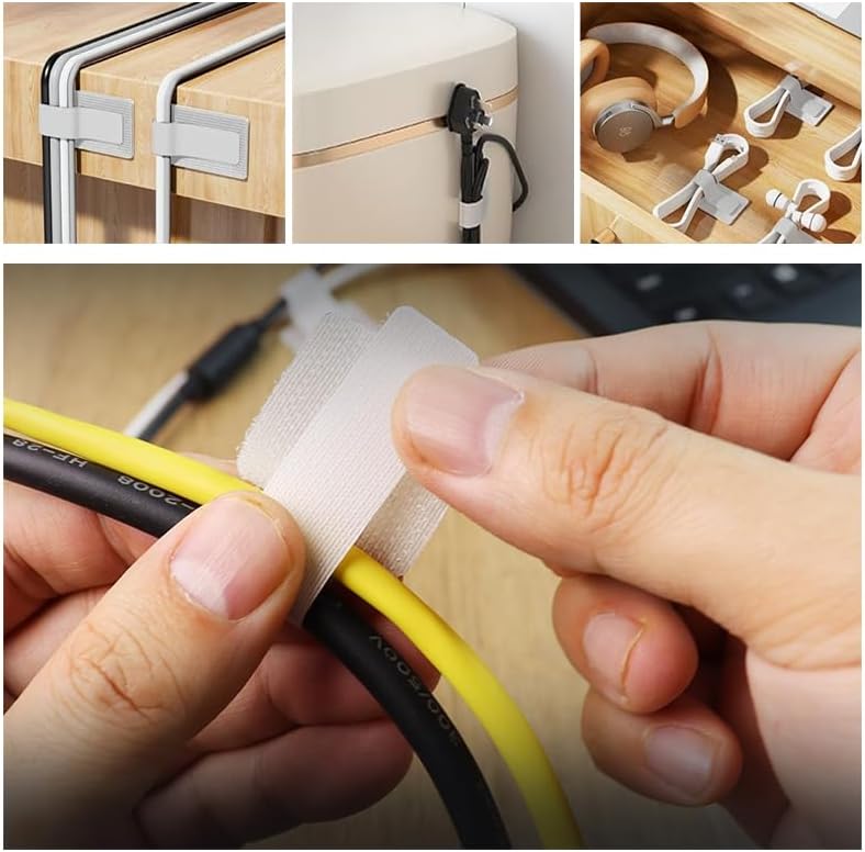 Miniatura 3 de Paquete de 20 organizadores de cables con adhesivo fuerte, soportes para cables y clips de alambre para escritorio, pared y automóvil, fácil gestión