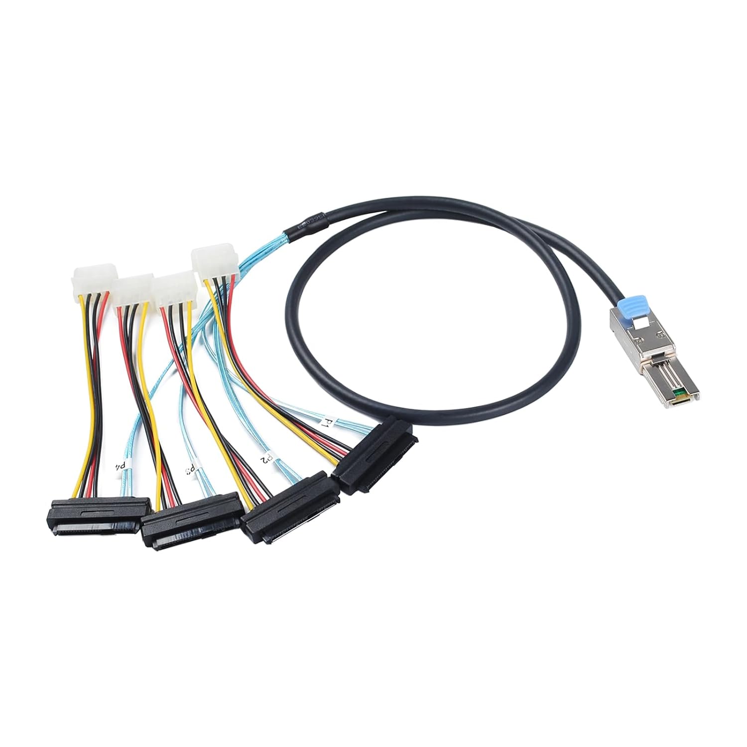 Heretom 2PCS Mini-SAS SFF-8088 26P to 4 X SAS SFF-8482 29 Pin with Power Cable 1 Meter 3.3FT