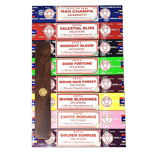 Incense Gift Set | New Age Imports, Inc.® Burner| Nag Champa Insenses |Celestial Bliss| Midnight Bloom| Good Fortune |Rain Forest |D. Blessing |E. Romance |Sunrise Insenses (8 Pack) (Gift Set-Bg8) #TOP3