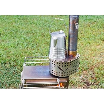 オプション付き！ウッドストーブ テンマク 【中古】薪ストーブ 旧M Wood stove side view M（Φ76㎜） ケース付き2点セット｜TAKIBI