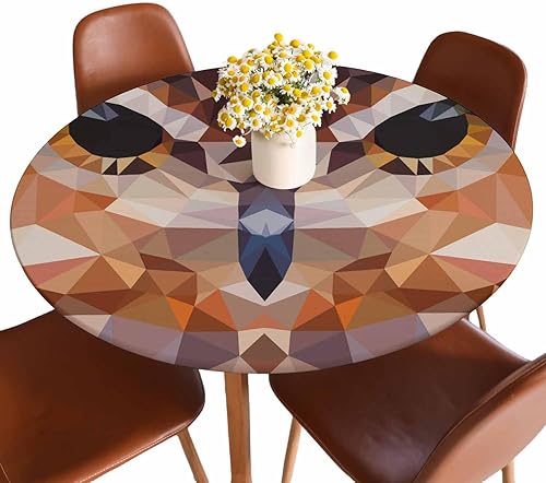 Miniatura 20 de Mantel redondo de mármol ónix con bordes elásticos, color marrón, lavable, reutilizable, para cocina, picnic, fiesta, 40-44 pulgadas Ónix