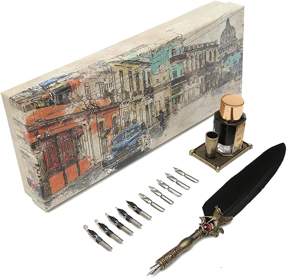 Retro British Stationery Dip Fountain Pen Set Christmas Halloween Special Calligraphy(D)