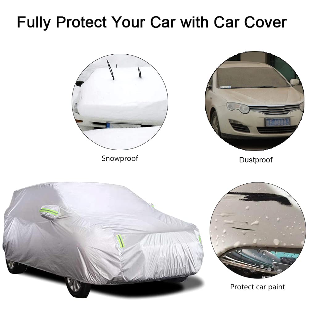 ACAGALA Car Cover Full Sedan Covers with Reflective Strip Sunscreen Protection Dustproof UV Scratch-Resistant Universal XL — view 2