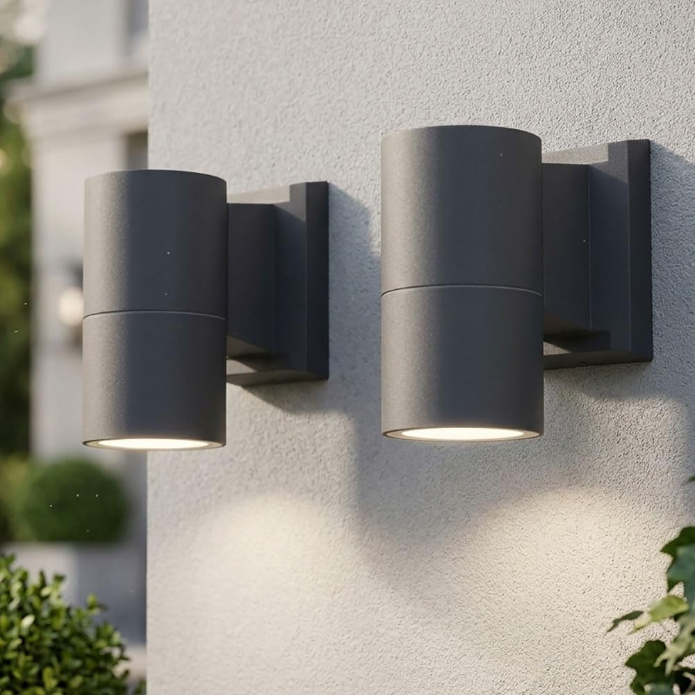 2x Außenwandleuchte Wandleuchte Gartenleuchte Anthrazit Glas Aluminium IP44
