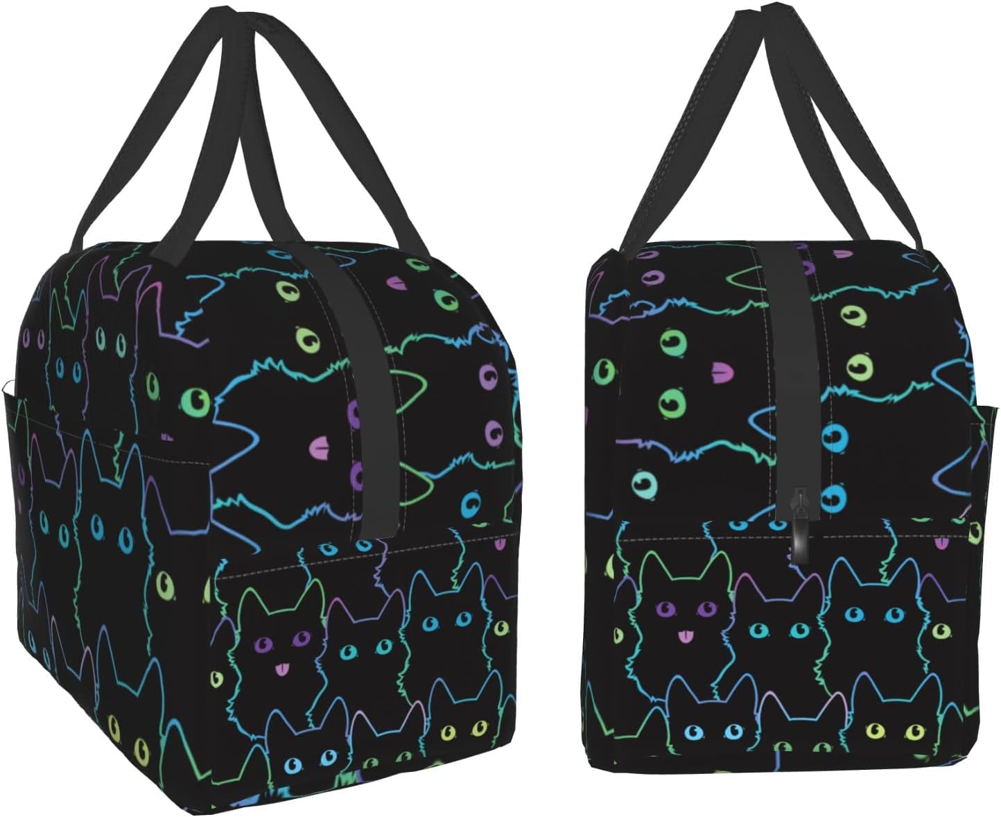 Nerxy Cat Lunch Bag Cute Leakproof Cooler Lunch Box Colorful Cat Silhouettes Insulated Meal Tote Kit Lunch Containers For School Office Picnic For Kids Adults Children,8.5x8x5 In(catLB230406) image 4