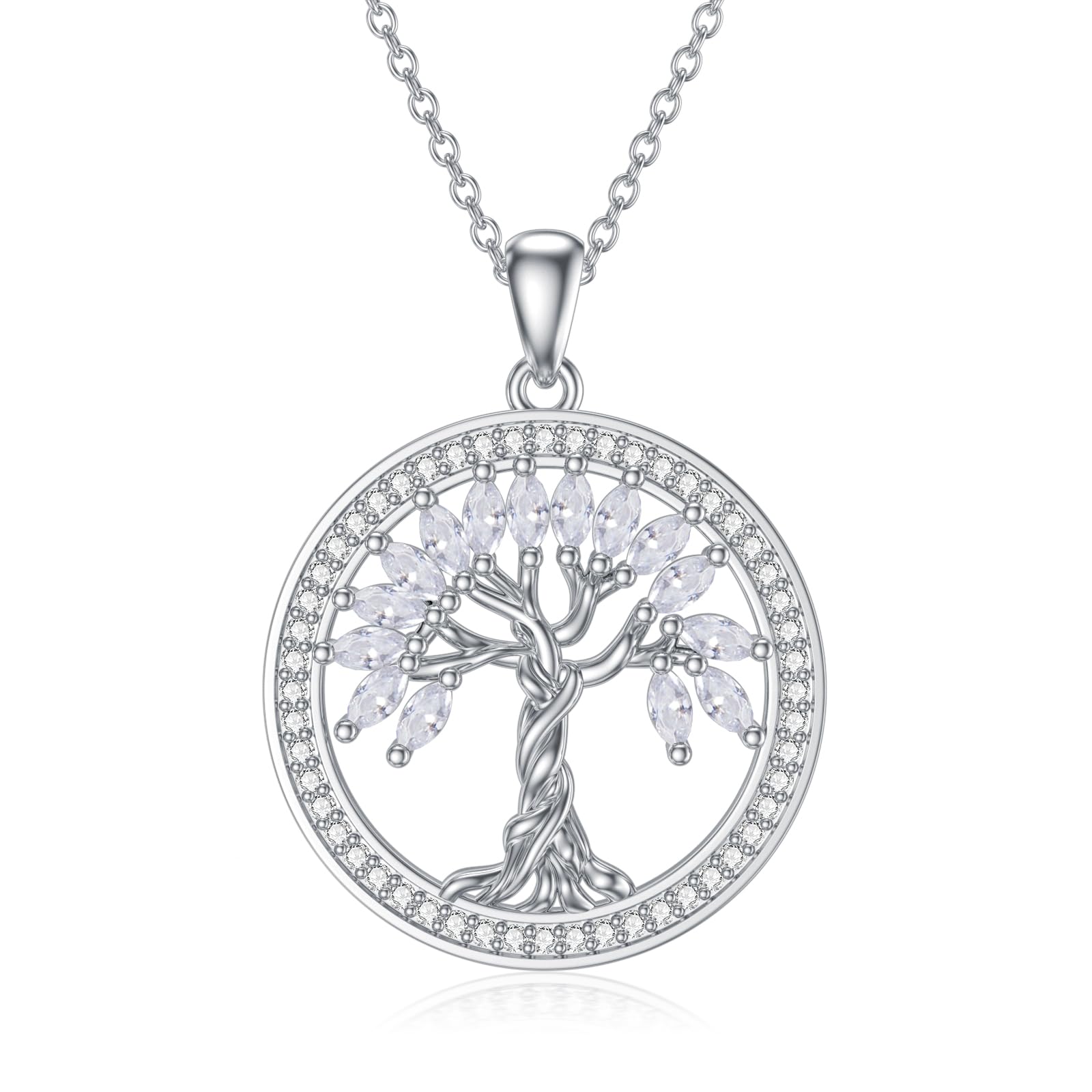 SELKATTree of Life Necklace Birthstones S925 Sterling Silver pendant for Women Wife Mom Birthday Gifts for Her