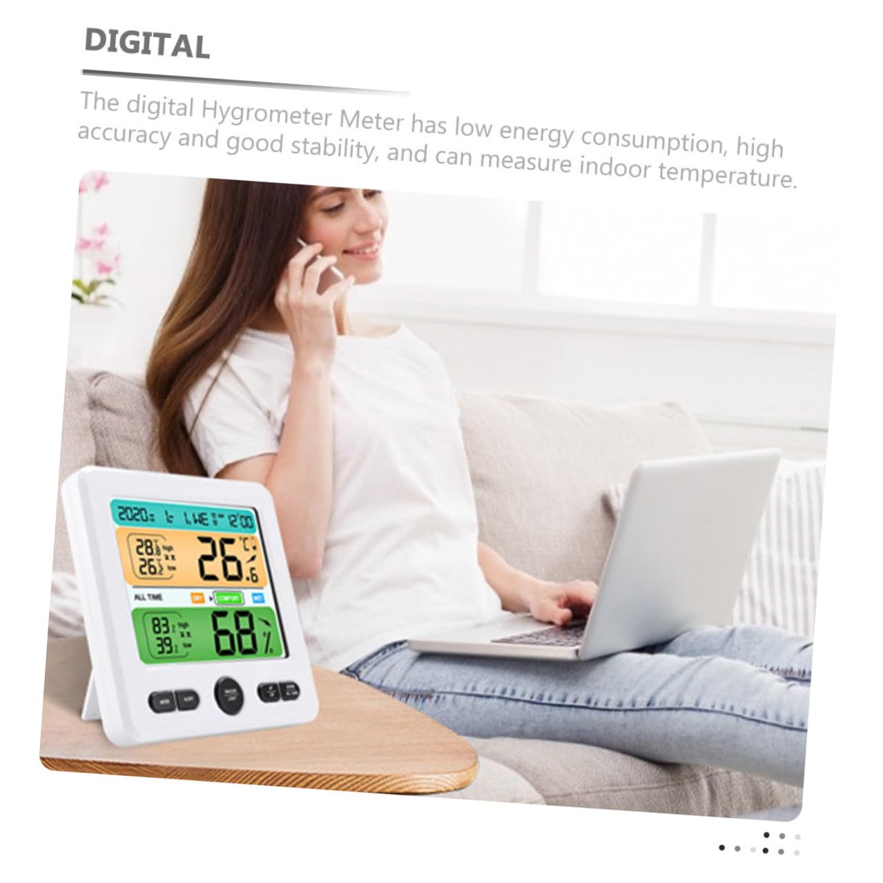 Igrometro Digitale da Parete con Grande Display Sensore Umidità e Termometro Interno per Casa e Ufficio Design Compatto e Facile Lettura