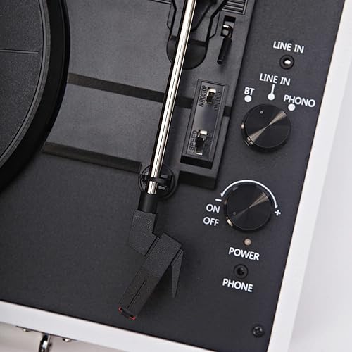 Miniatura 3 de Arkrocket Curiosity Bluetooth Tocadiscos Retro Maleta Reproductor de 3 velocidades con altavoces integrados (Blanco)