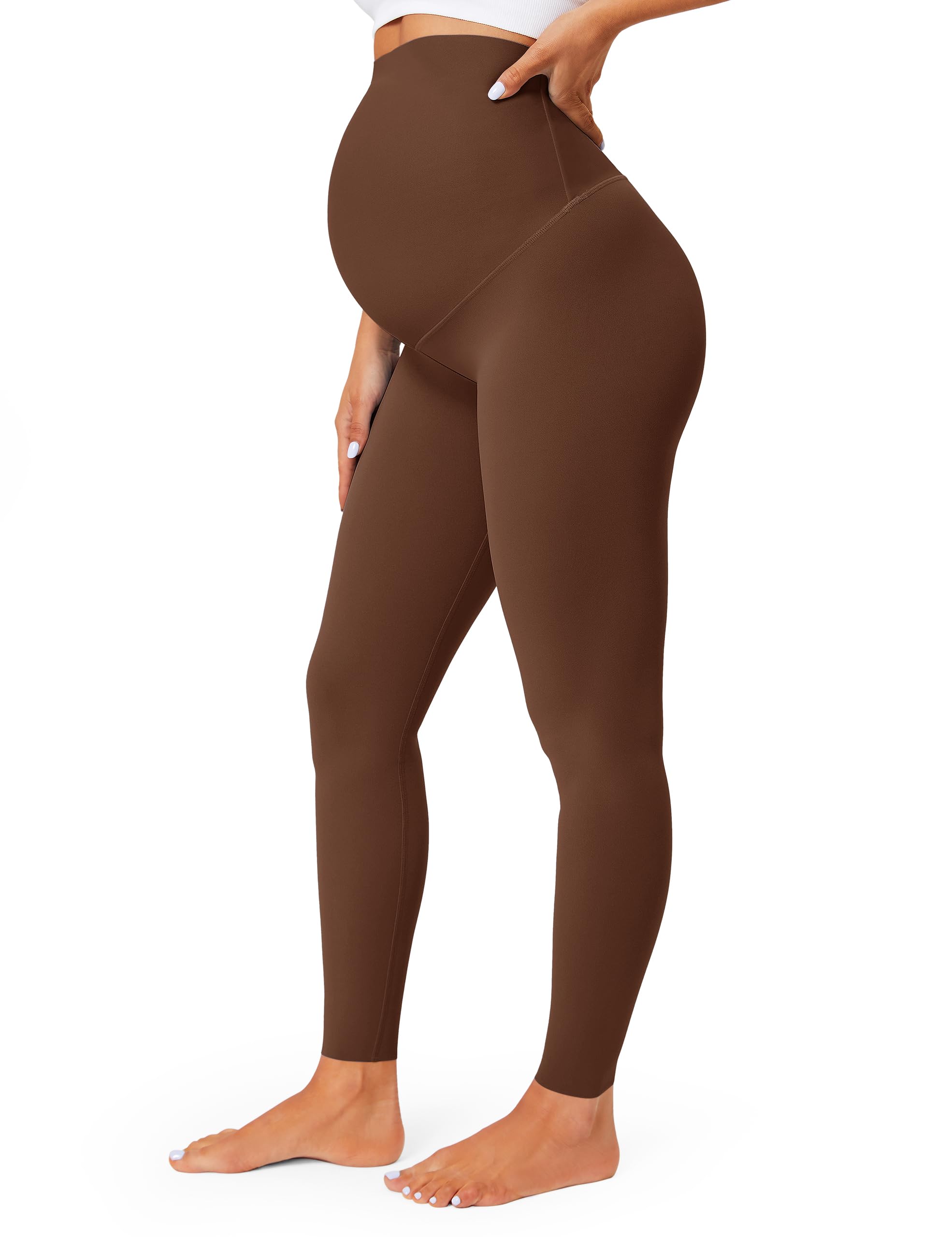 BAYDI Maternity Leggings Over Bump Gym Leggings Belly Support Sports Leggings Pregnancy Workout Leggings Buttery Soft Yoga Pants Coffee