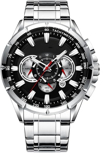 Business Watches Mens Chronograph, Classic Mechanical Wrist Watch | 1.89 Inch Elegant Leather Strap Watch, Luxury Business Clothing Accessories, Premium Fashion Office Collection, multicolor black