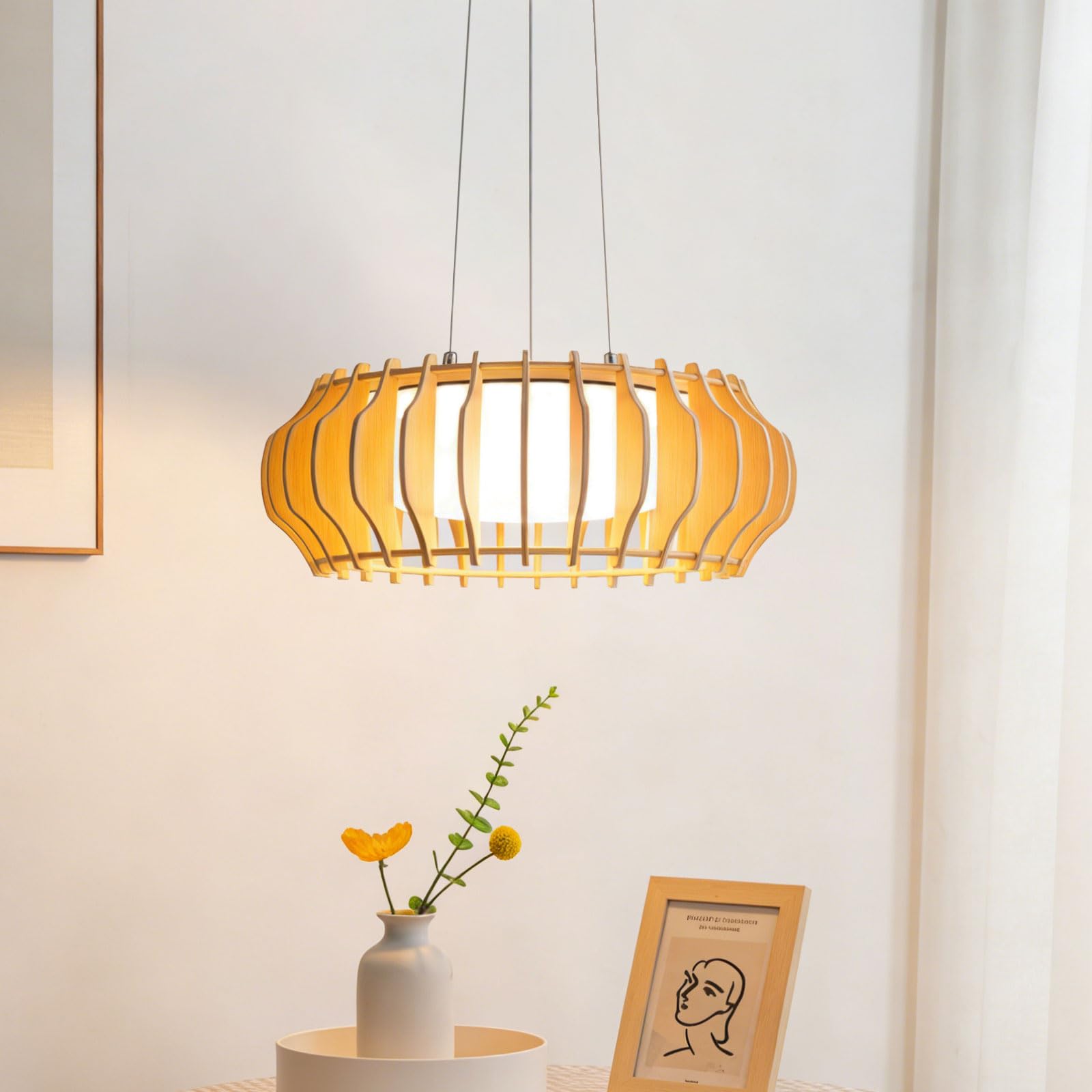 MELAYR Pendant Light LED, 22W 2200LM Modern Chandeliers Ceiling Light, 3000K Warm Light, Hanging Light Fitting for Kitchen, Dining Room Table, Living Room