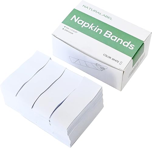 Vista 8 de NATURALABEL Servilletero estándar, servilleteros de papel autoadhesivos, 2000 unidades (blanco)