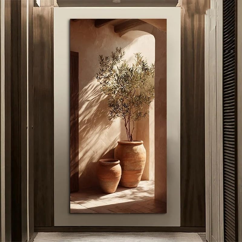 Olivier en pot toile salon pour sublimer un mur blanc vide 70x140