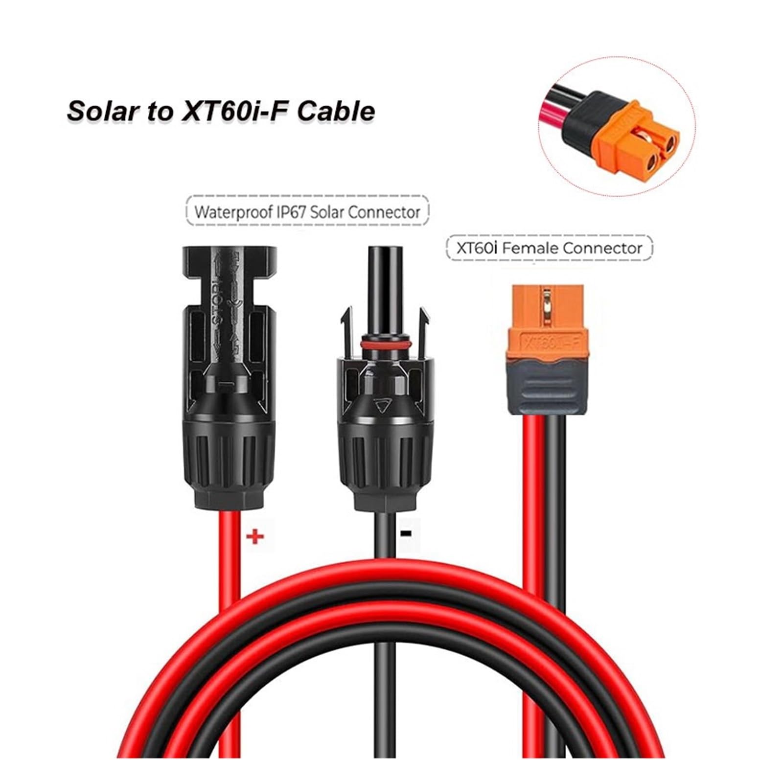 Złącza męskie i żeńskie z kablami Kabel XT60i żeński do solarnego Kabel silikonowy 12AWG 3,4 mm² Złącze XT60H-F Kabel przedłużający panel słoneczny (XT60-Male to Mc-4.2m-6.56ft)