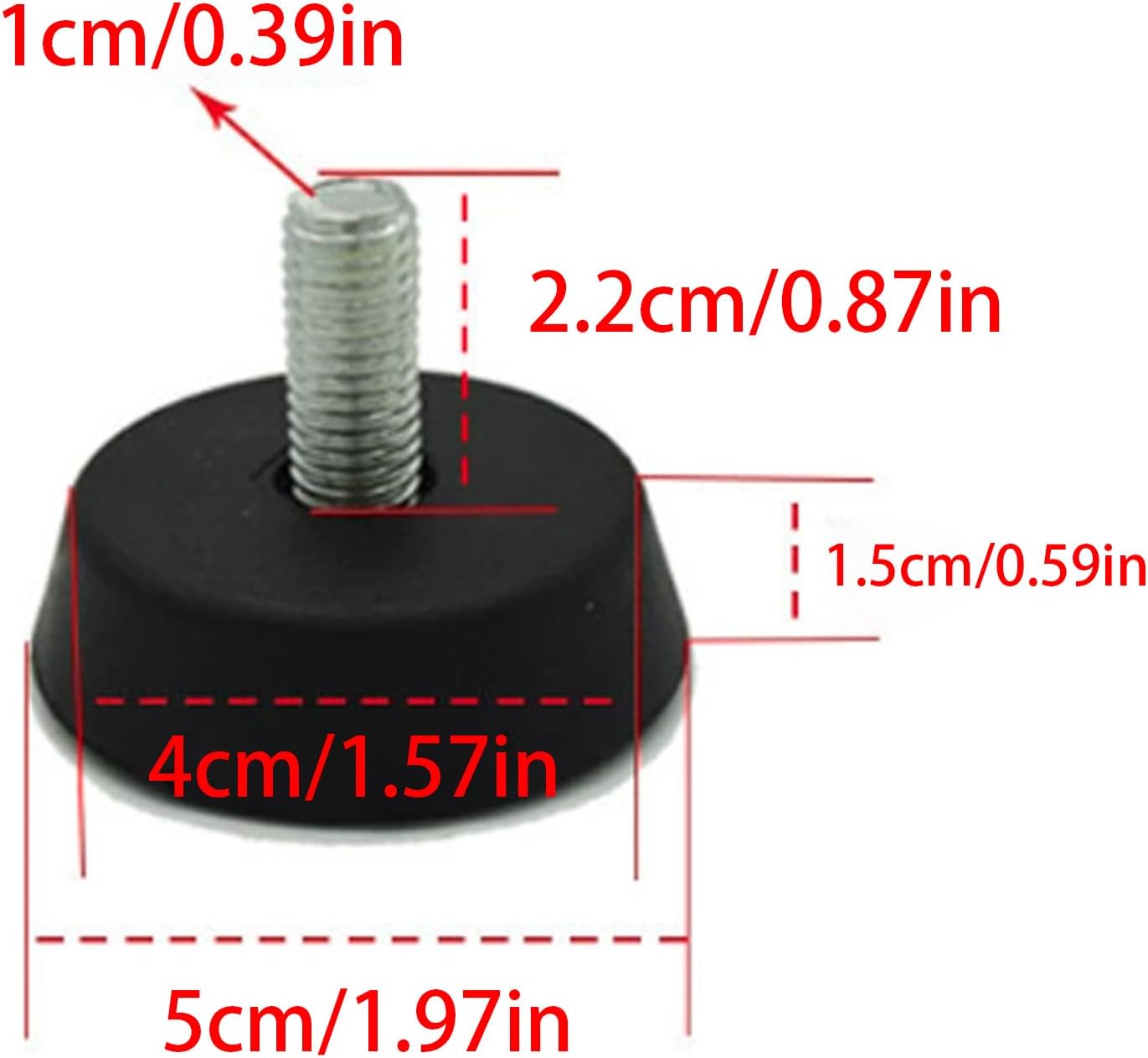 Furniture Feet - 5x1.5cm Rubber Stainless Steel 6Pcs | Adjustable Leveling Feet | Anti Slip Shock Absorbing Pads | Noise Reduction Support for Table Chair Gym Bike