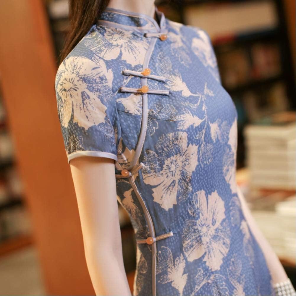 HINGT Chinese Style Traditional Cheongsam Dress Ladies Retro Elegant Floral Cheongsam Dress Ladies Chic Oversized Party Dress
