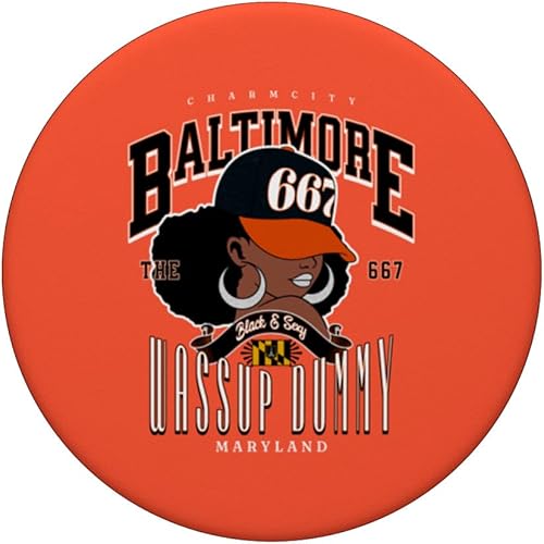 Miniatura 3 de 667 Area Code Baltimore Maryland Flag Blaq Girl Bmore Pride PopSockets Standard PopGrip
