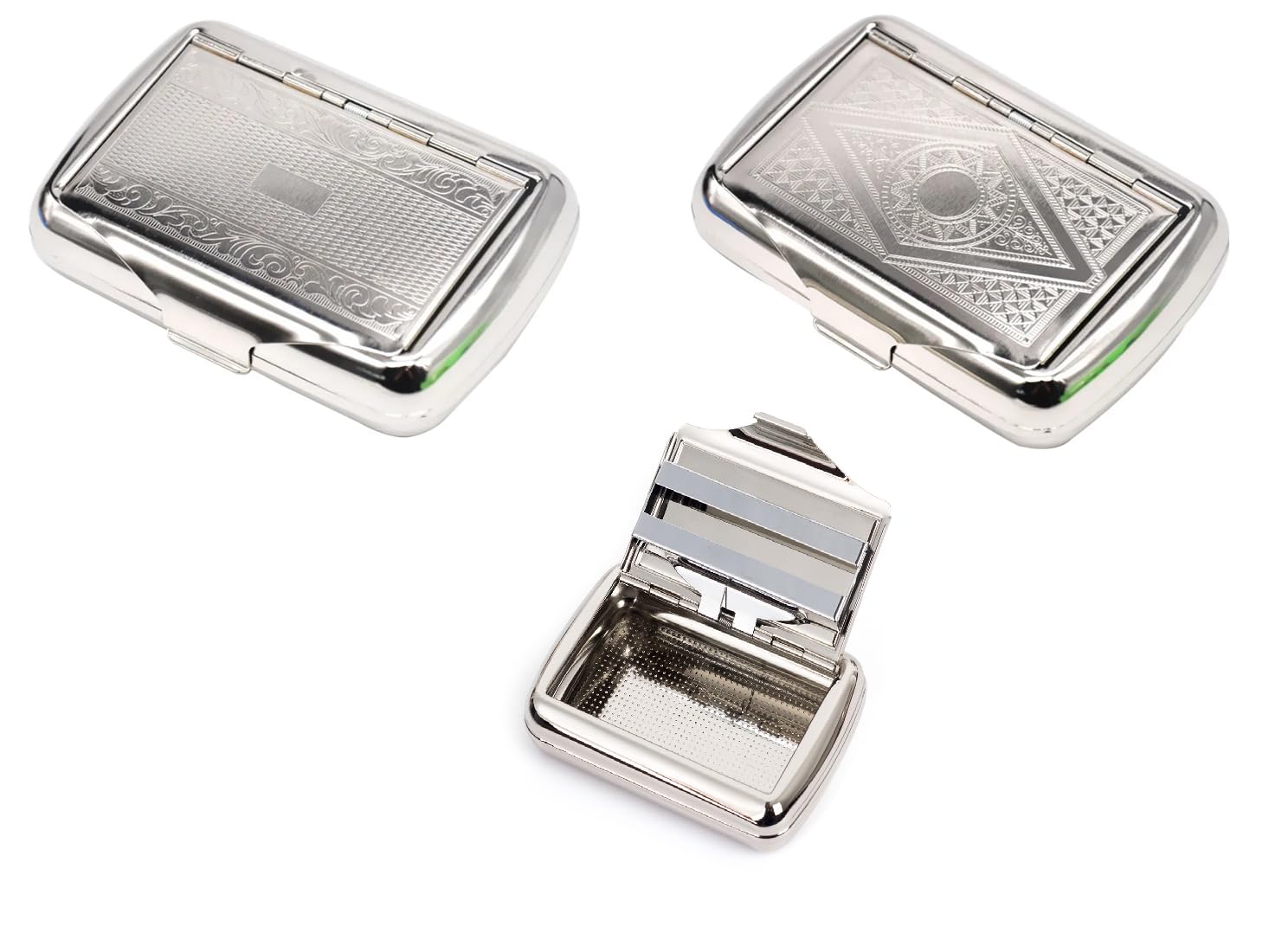 chrome tobacco tin Tobacco Tin with Paper Holder Metal Chrome Finish 9.5 x 6.6 x 2.2 cm :  Amazon.co.uk: Fashion