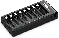 Vista 1 de POWEROWL 8 Bay AA AAA Battery Charger, USB High-Speed Charging, Independent Slot, for Ni-MH Rechargeable Batteries, No Adapter