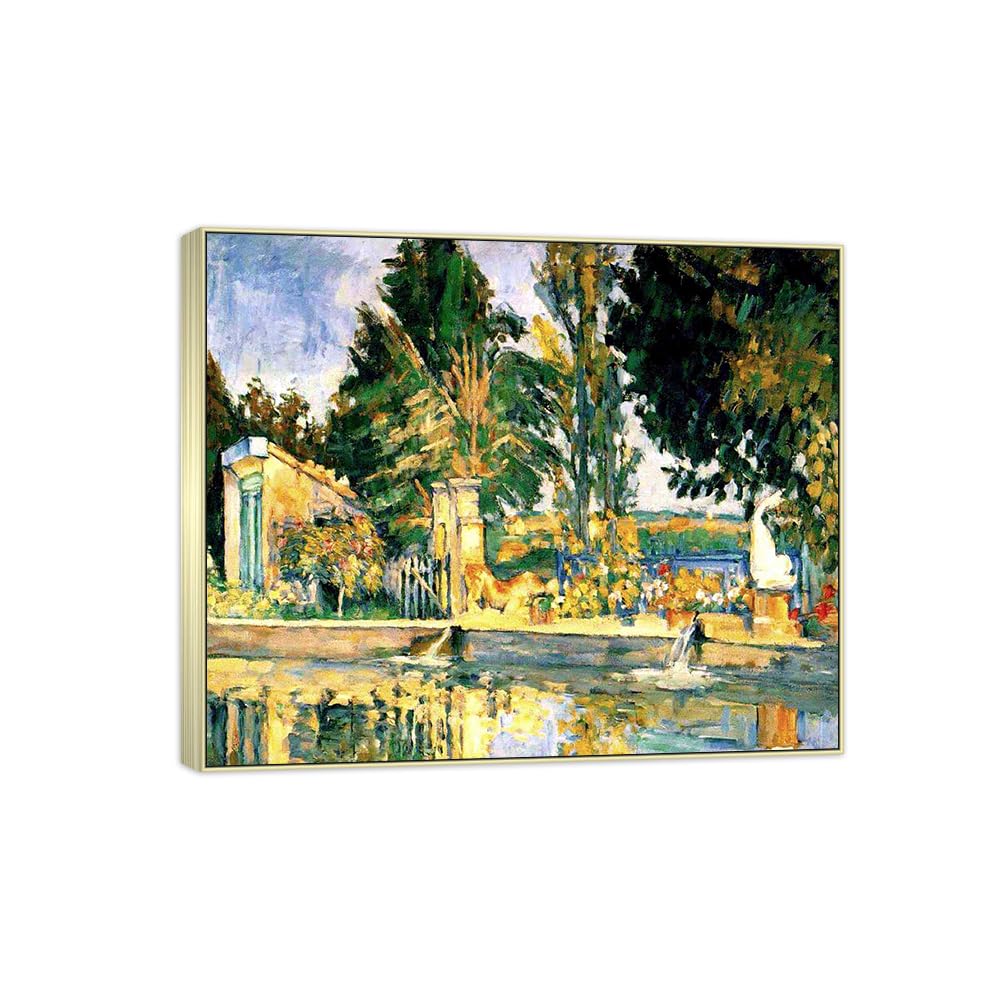 SDYSKKUG Canvas Wall Art Picture Decor Pool by Paul Cezanne 72x60cm Silver Frame