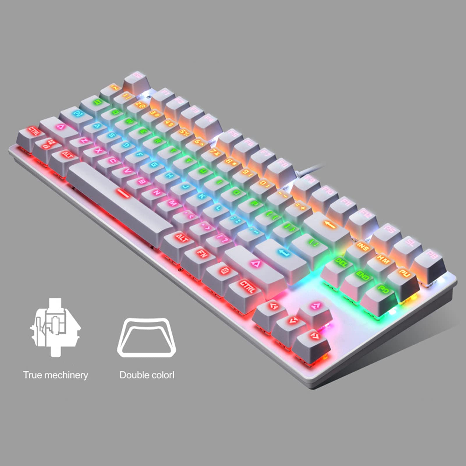 ADITAM Adattatore K550 87 Tasti USB cablatoRetroilluminazione Blu Switch Gaming Tastiera Meccanica Periferiche per Computer Double The Comfort