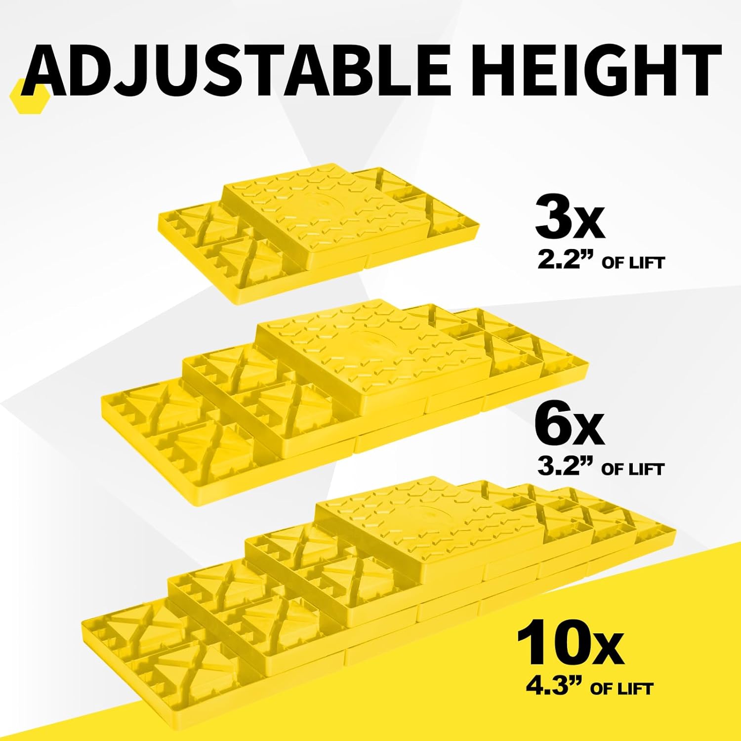 12 Packs Camper/RV Leveling Blocks Suitable for 4 Wheels Interlocking and Anti-Slip Design with Carrying Bag Heavy-Duty for Camper Travel Trailer Yellow