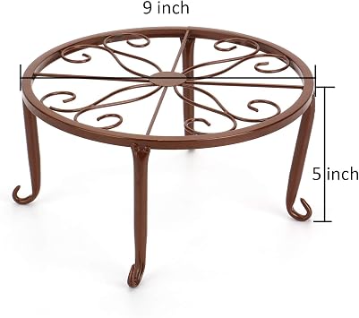 Tosnail 4 Pack 9 Metal Plant Stands for Indoor and Outdoor, Planters Stand, Flower Pots Holder, Beverage Dispenser Stand for Floor and Tabletop Decoration - Brown
