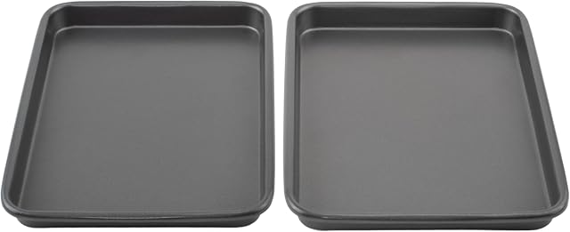 GoodCook Ensemble quotidien de 2 Acier antiadhésif 9" x 6.2" Grille-pain Four Mini Feuilles de cuisson, gris
