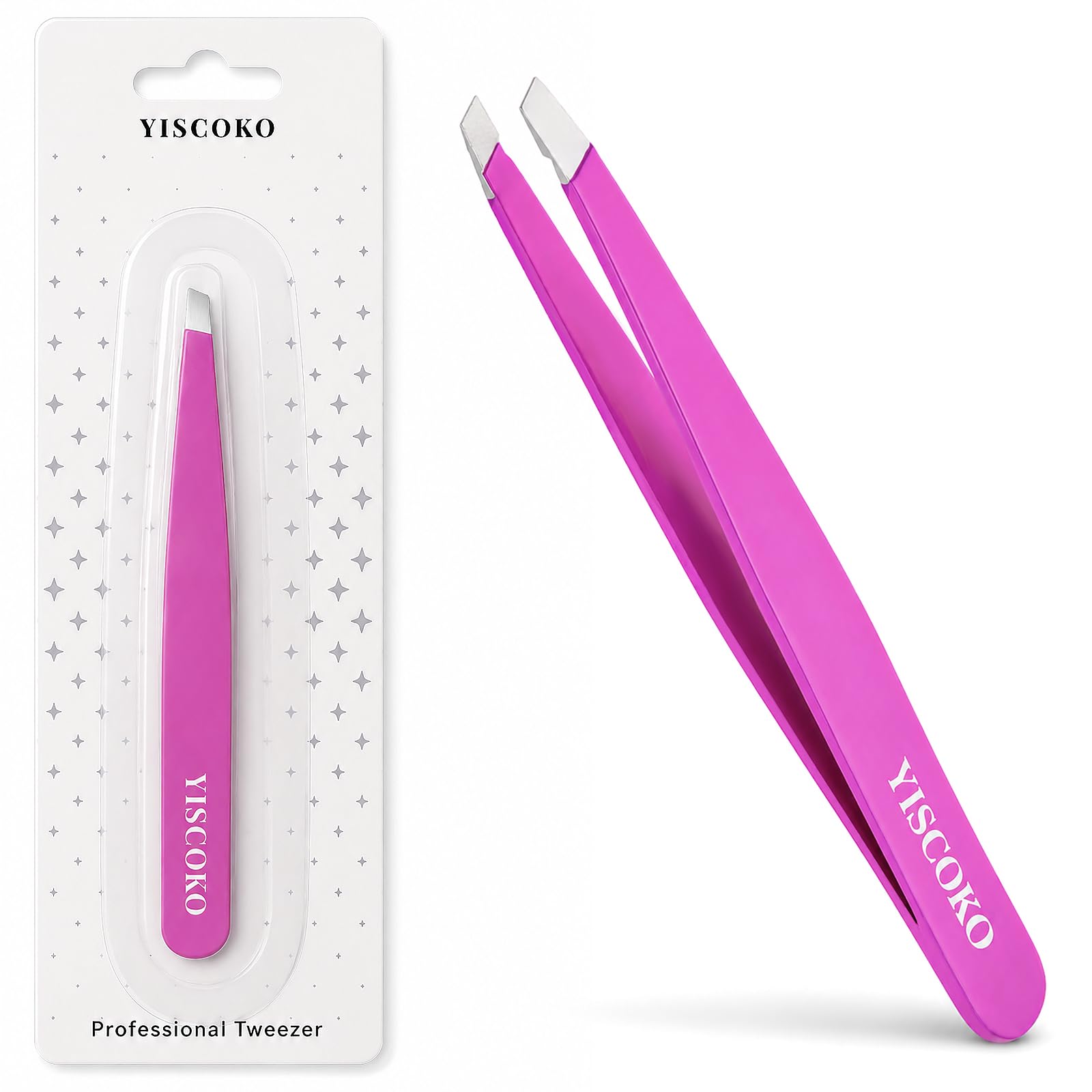 YISCOKO Tweezers for Facial Hair Women Stainless Steel Slanted Tweezer Eyebrow Tweezers Women