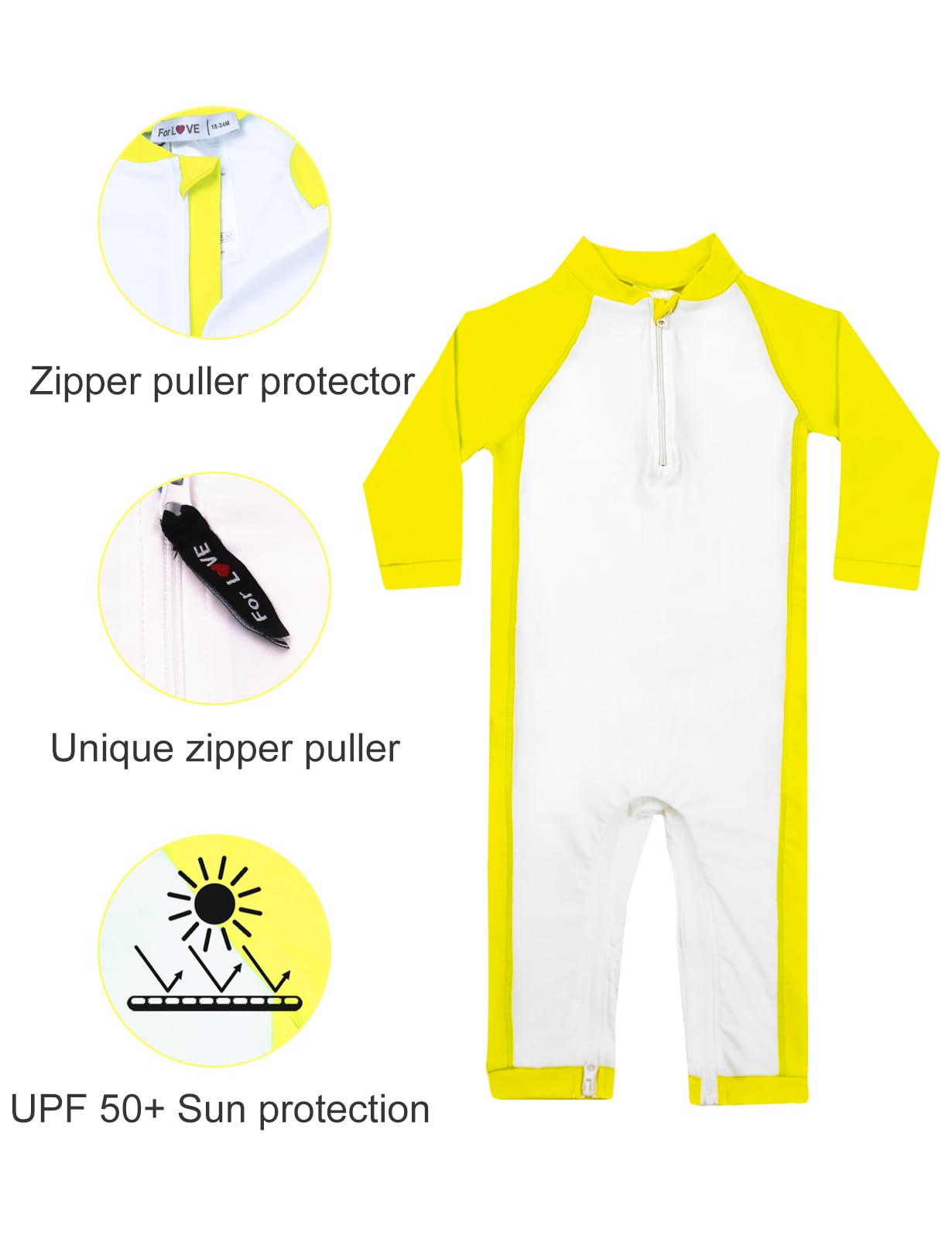 weVSwe Baby Toddler Boy Swimsuit Long Sleeve Baby Swimwear UPF 50+ Sun Protection Rash Guard Swimming Costume with Crotch Zipper 0-3 Years — view 141