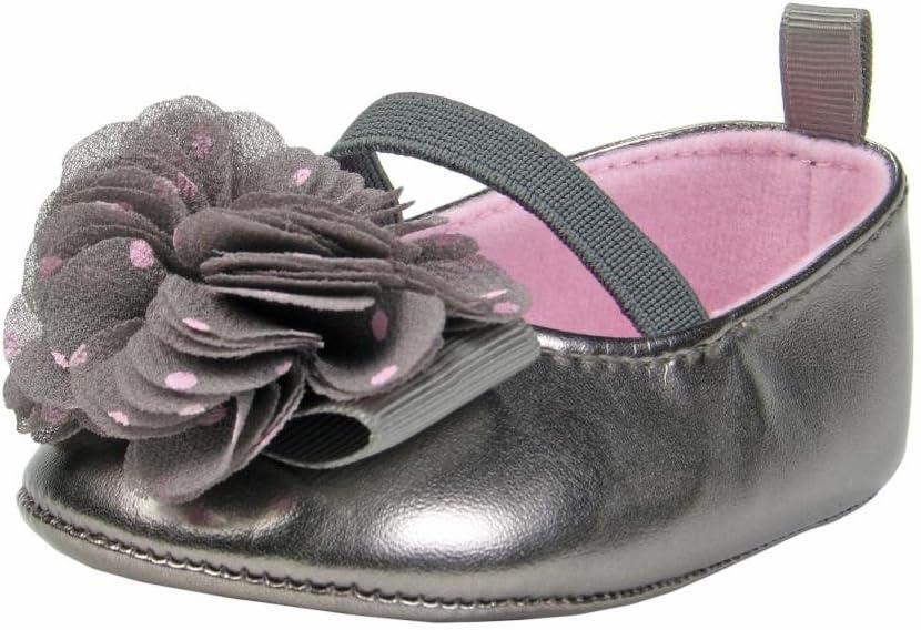 Stepping Stones Baby Girls Patent Ballet Flat Dress Shoes with Dotted Flower