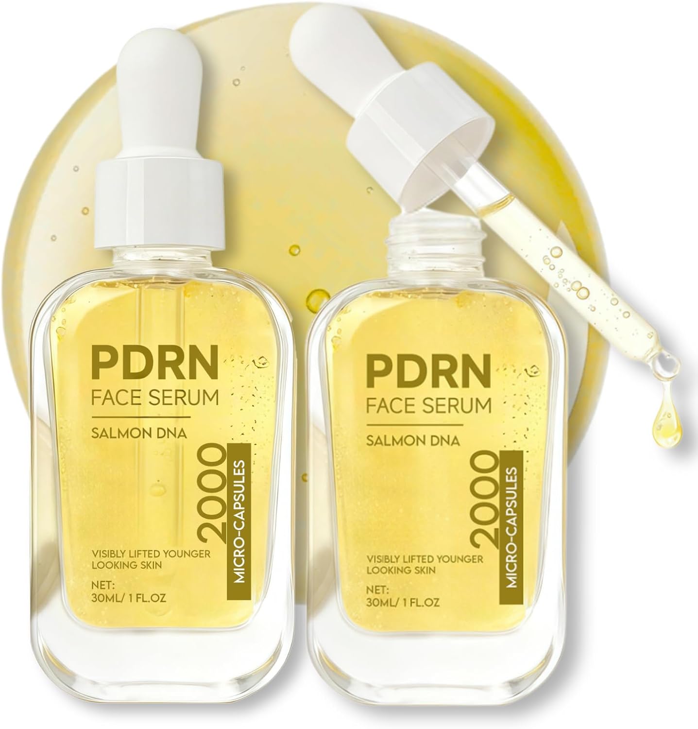 2PCS Advanced 2000 Micro-Capsule Salmon DNA PDRN Serum, PDRN Serum for Face, Anti-Aging Salmon DNA Face Serum, Firming & Hydrating for Fine Lines & Wrinkles Skincare