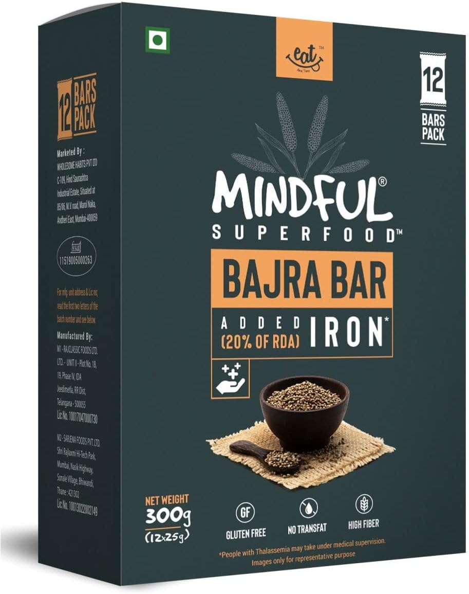 Eat Anytime Multigrain Millet Energy Chocolates, 12 Bars | High Protein, High Fiber, No Added Sugar | Gluten Free Granola Bars with Bajra, Dark Chocolate | Healthy Snack Bar (300g)