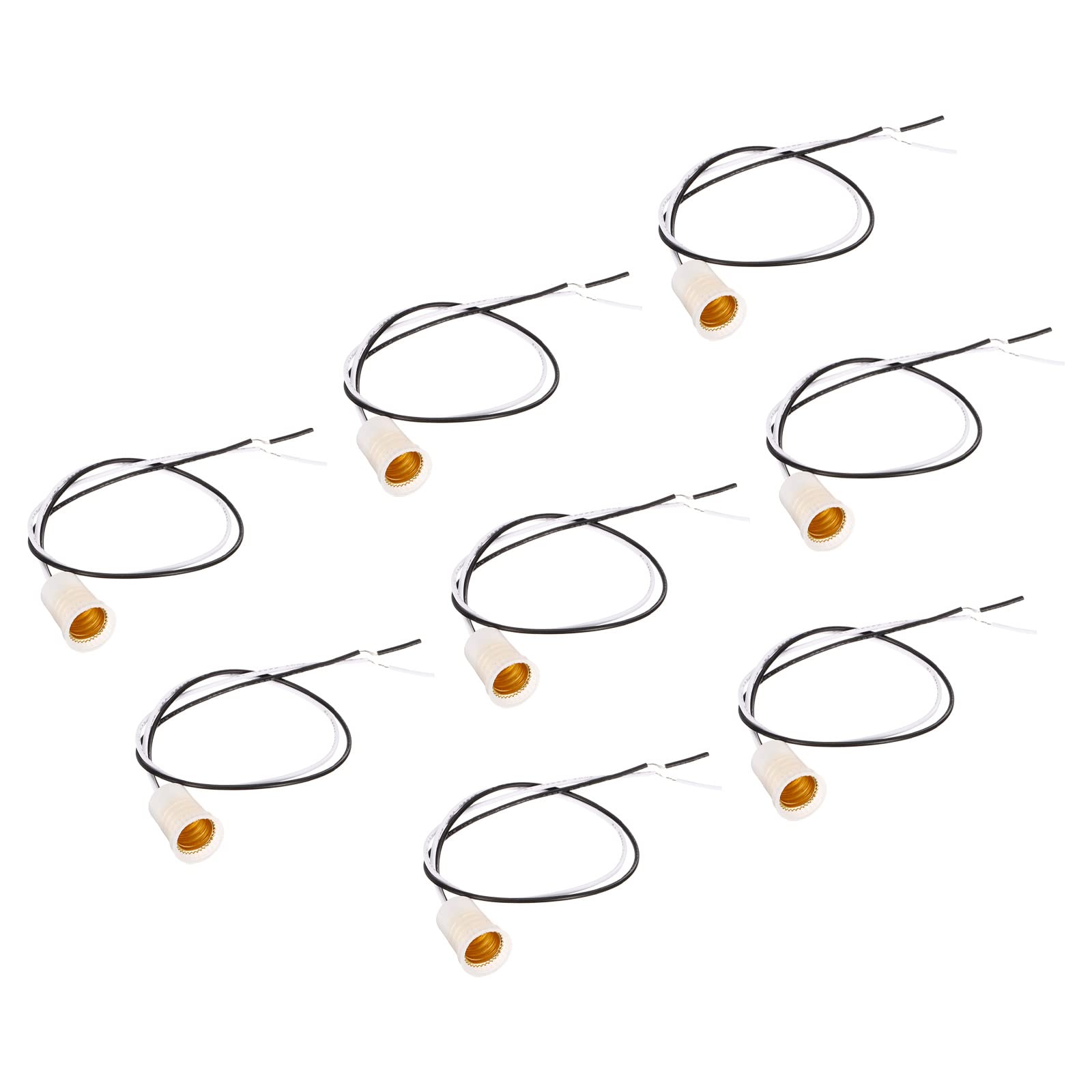 PATIKIL E12 Luce Lampada Presa, 8pz Candele Candelebro Presa Avvitabile Lampadine Base Lampada Supporto con 11.8" Filo Conduttori, Bianco
