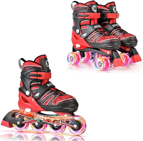 Patines en línea y patines ajustables rojos