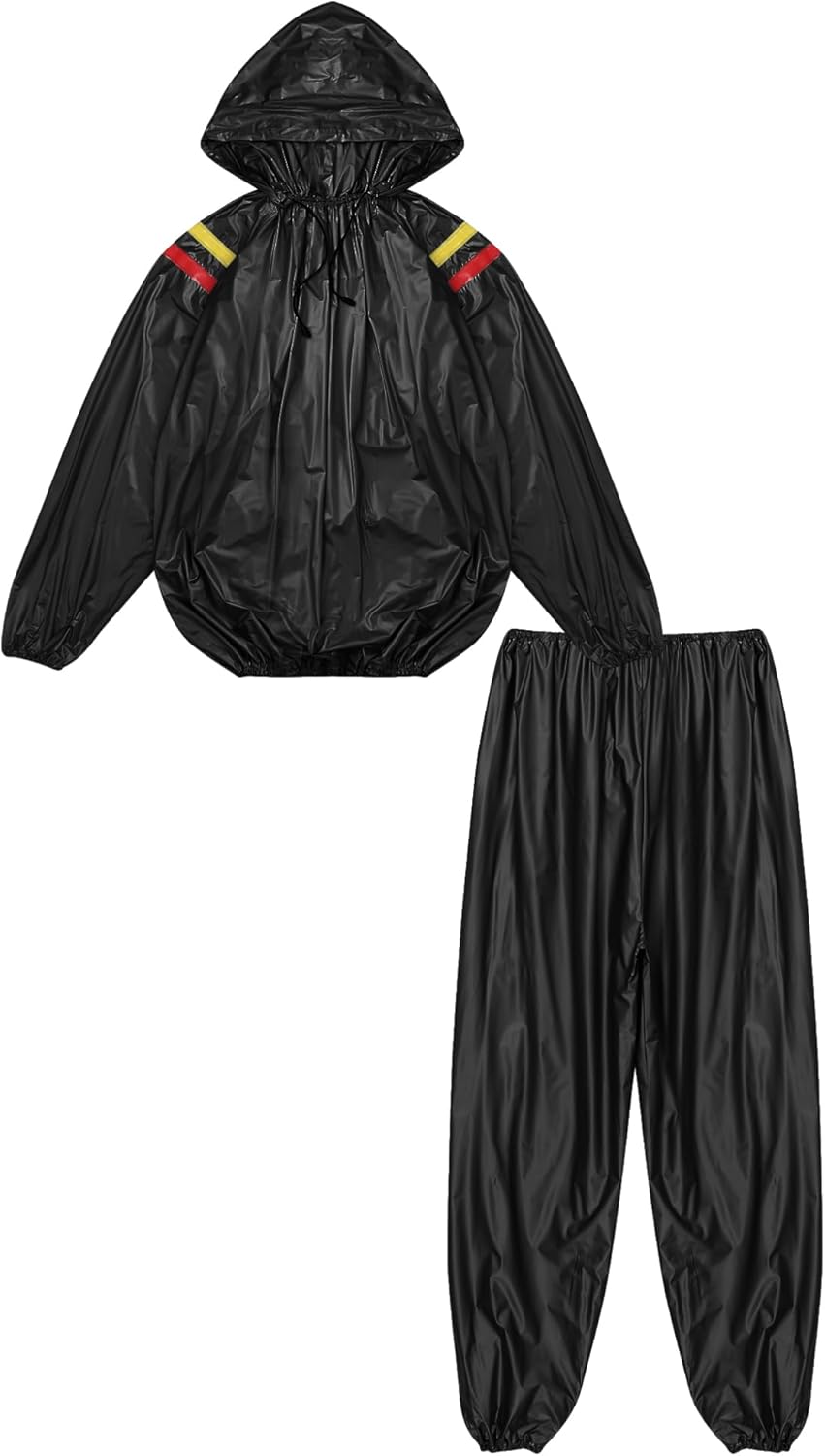 YiZYiF Men's Weight Loss Sweat Suit Anti-Rip Heavy Duty Full-Zip Sauna Suit Exercise Gym Top Pant