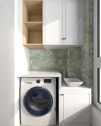 Miniatura 7 de Naphite Papel tapiz floral para despegar y pegar, papel de contacto vintage bohemio para gabinetes, papel tapiz autoadhesivo verde, papel tapiz