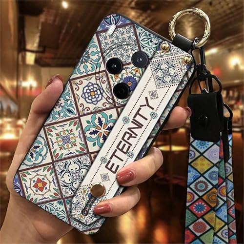 Phone Case Compatible with VIVO Y500 Pro China, Back Cover Dirt-resistant Wrist Strap Lanyard Shockproof Anti-dust Protective An