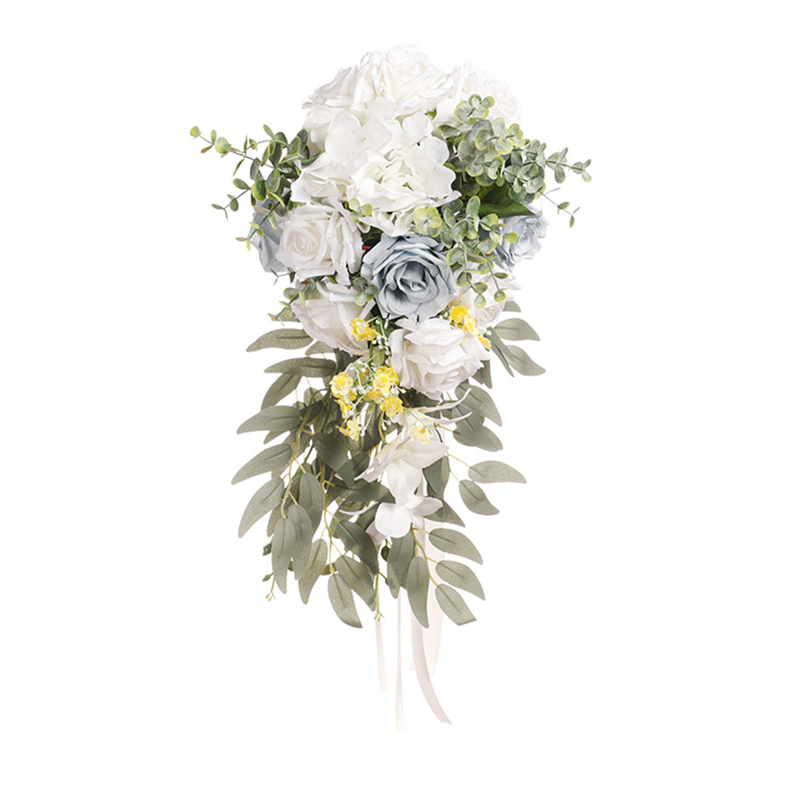 CVJdfhRE bridal bouquet， Rose for Bride, Artificial Flowers Tossing Bouquet, Cascading Bridal for Wedding Home Decor(Blue)
