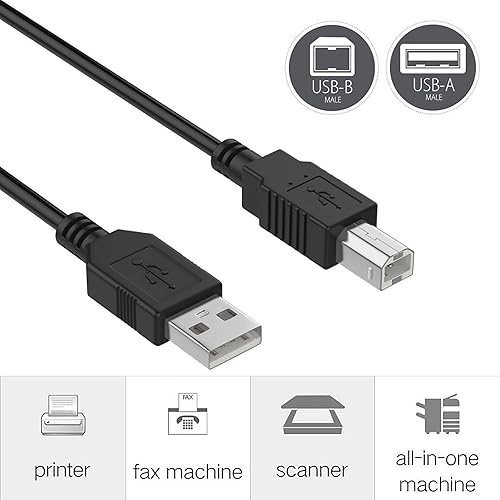 Miniatura 3 de Cable de impresora USB negro de 6.6 pies y 6.6 pies para escáner de recibos Neatdesk ND-1000