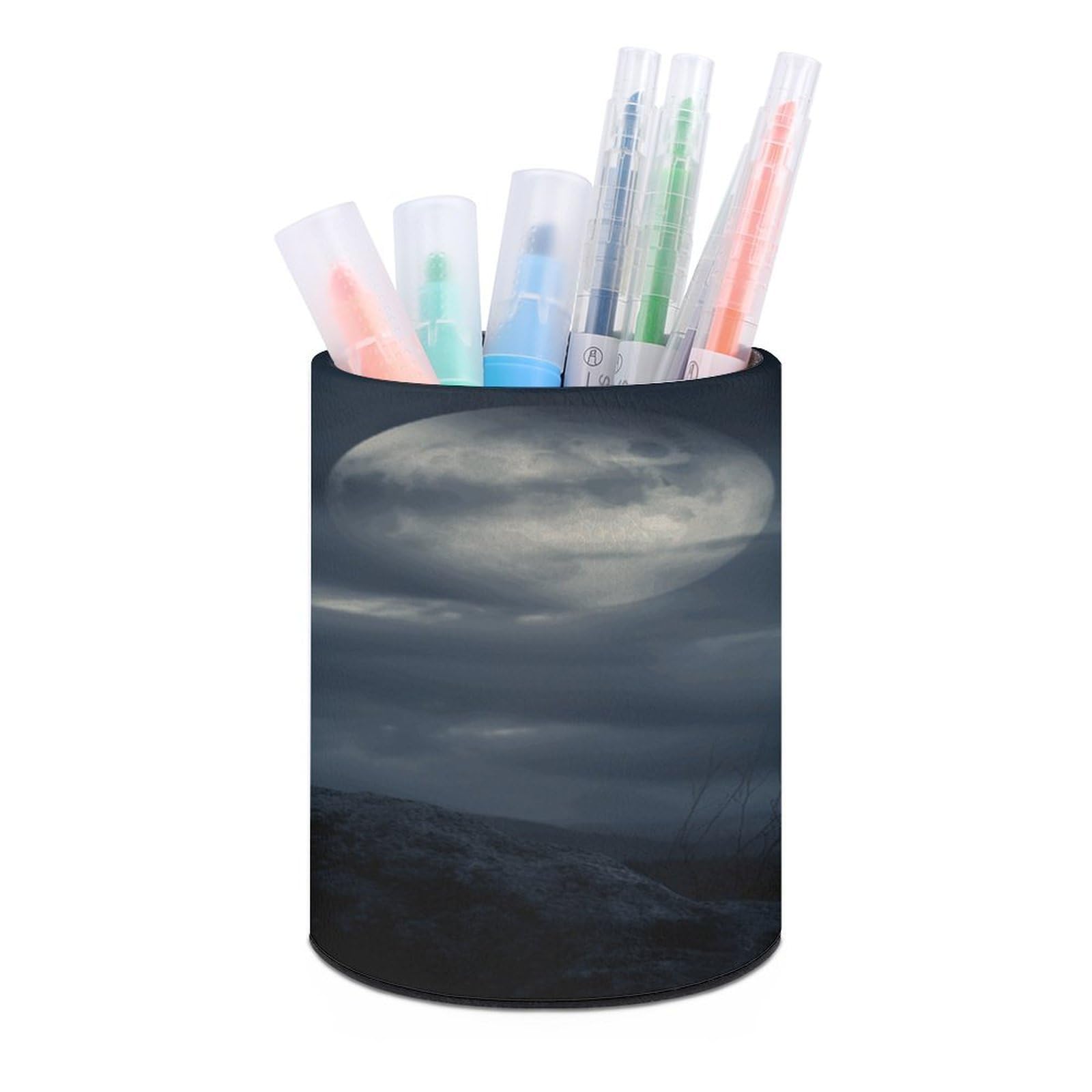 FekiLoot Wolves in The Moonlight Personalized Desk Pencil Holder Office Accessories Round Container Box for Pens Cups Desk Organizer Stand
